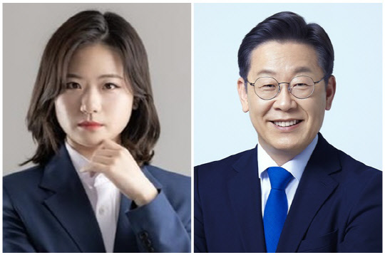 박지현(왼쪽) 전 더불어민주당 공동비상대책위원장과 이재명 민주당 대표. <박지현 SNS, 민주당 제공>